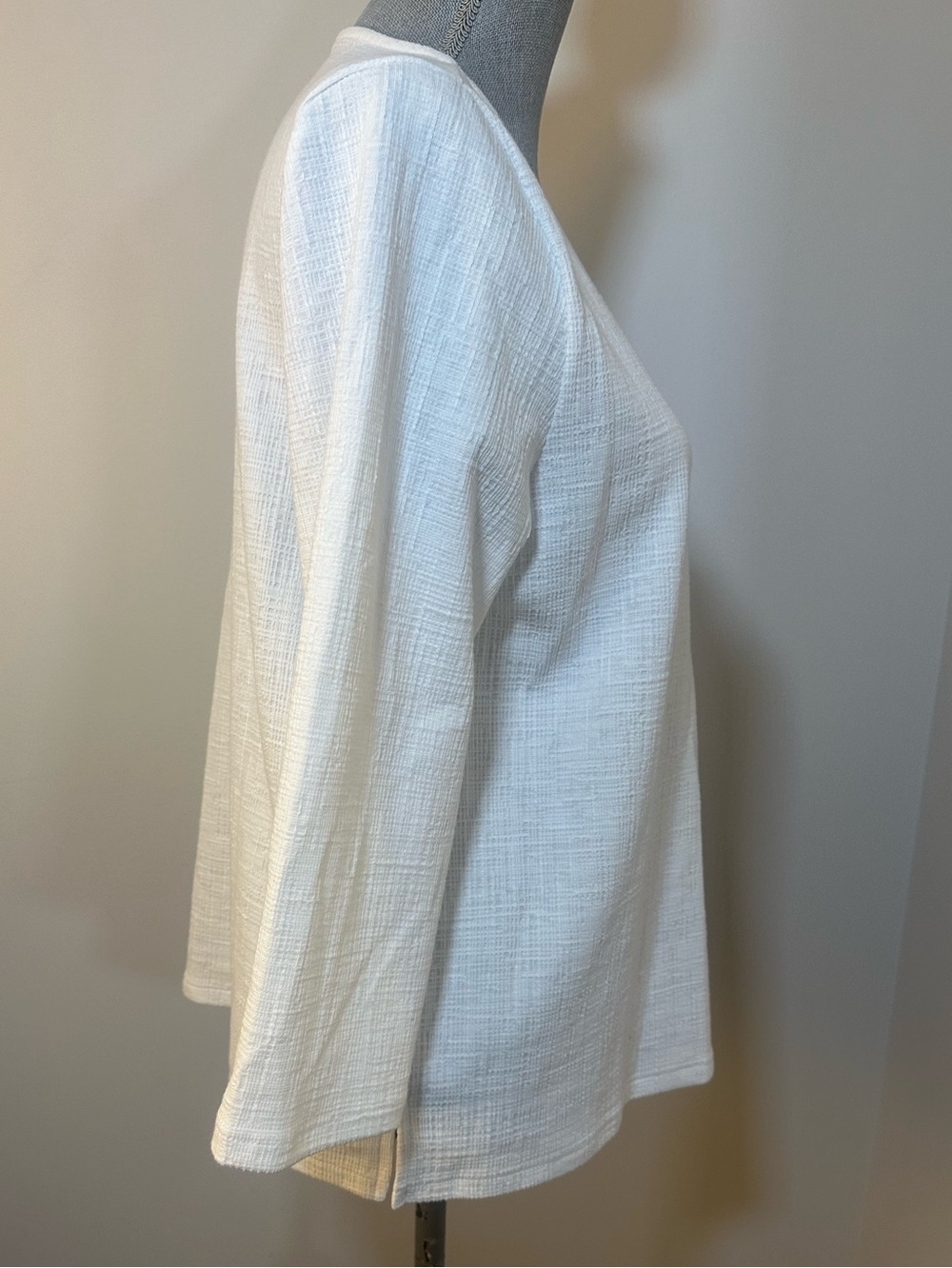 J. Crew White Waffle-Knit Top size Large - Picture 9 of 13